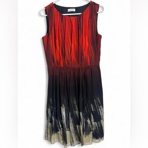 Calvin Klein Gradient Print Belted Chiffon Dress